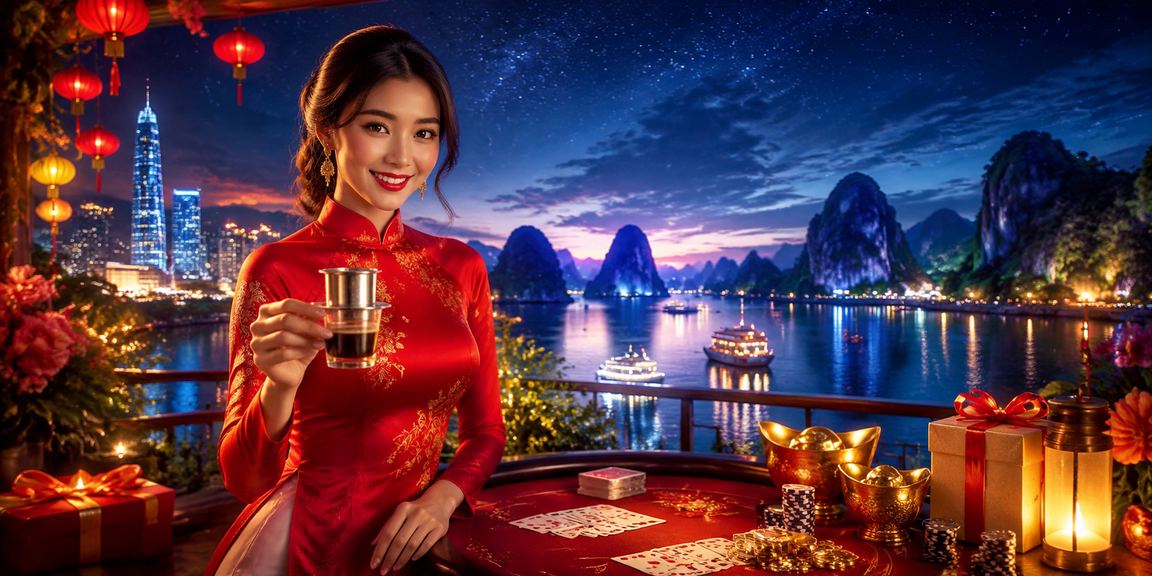 Người phụ nữ mặc áo dài Sài Gòn đang chơi bài tại sòng casino phong cách Việt Nam