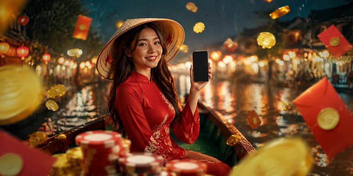 Bàn cá cược casino trực tuyến sôi động với biểu tượng văn hóa Việt Nam